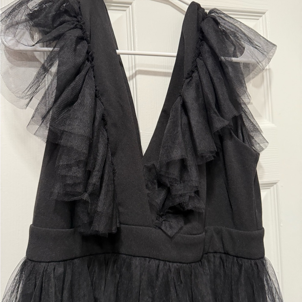 Black Ruffled Maxi Dress - Picture 3 of 6